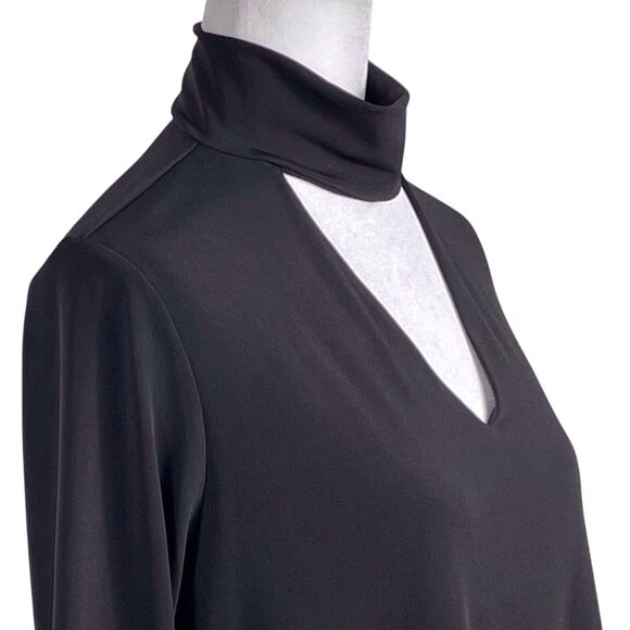 NWT Clara Sunwoo Choker V-Neckline Tunic Size Medium 3/4 Sleeve Black Lagenlook - Picture 8 of 16